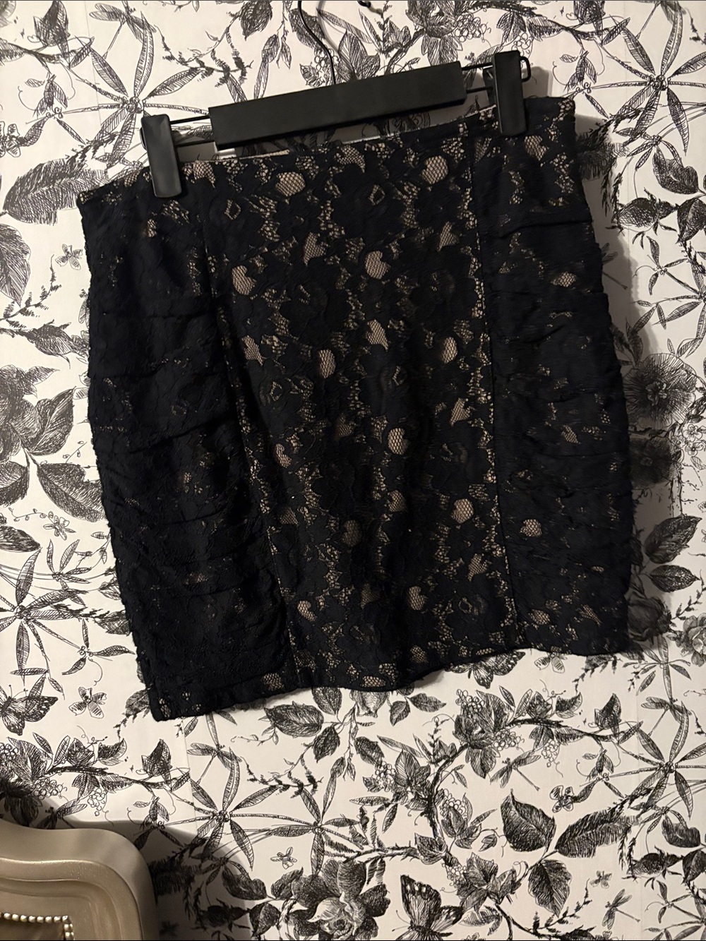 Forever 21 Black Lace Mini Skirt with Nude Underlay